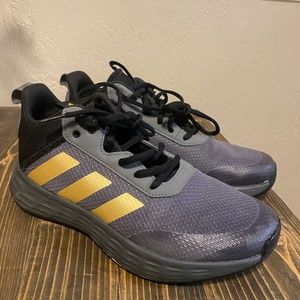 Adidas Own The Game 2.0 Gray Mens Basketball Shoes Sneakers Size 6 Gold Low Top